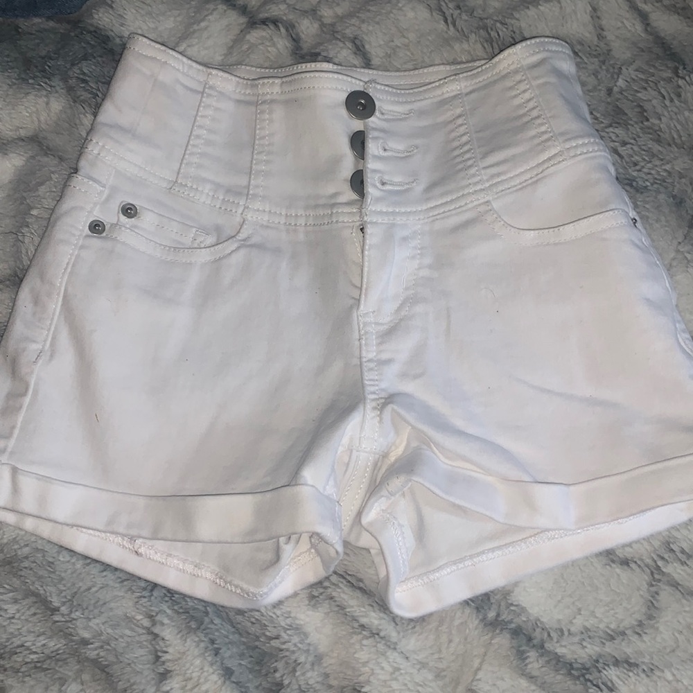 high rise size 0 white jean shorts